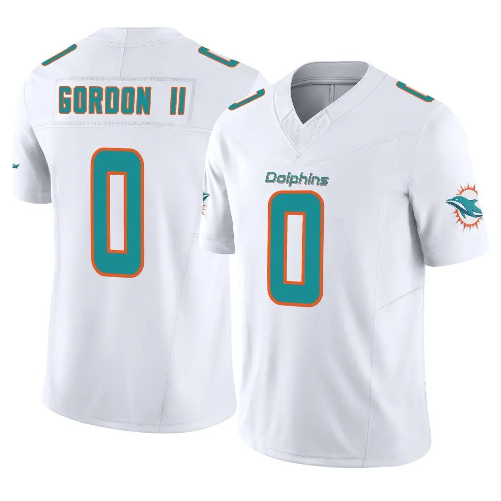 M.Dolphins #0 Ollie Gordon II Player White Limited Vapor F.U.S.E. Home Game Ldoa Stitched Jerseys
