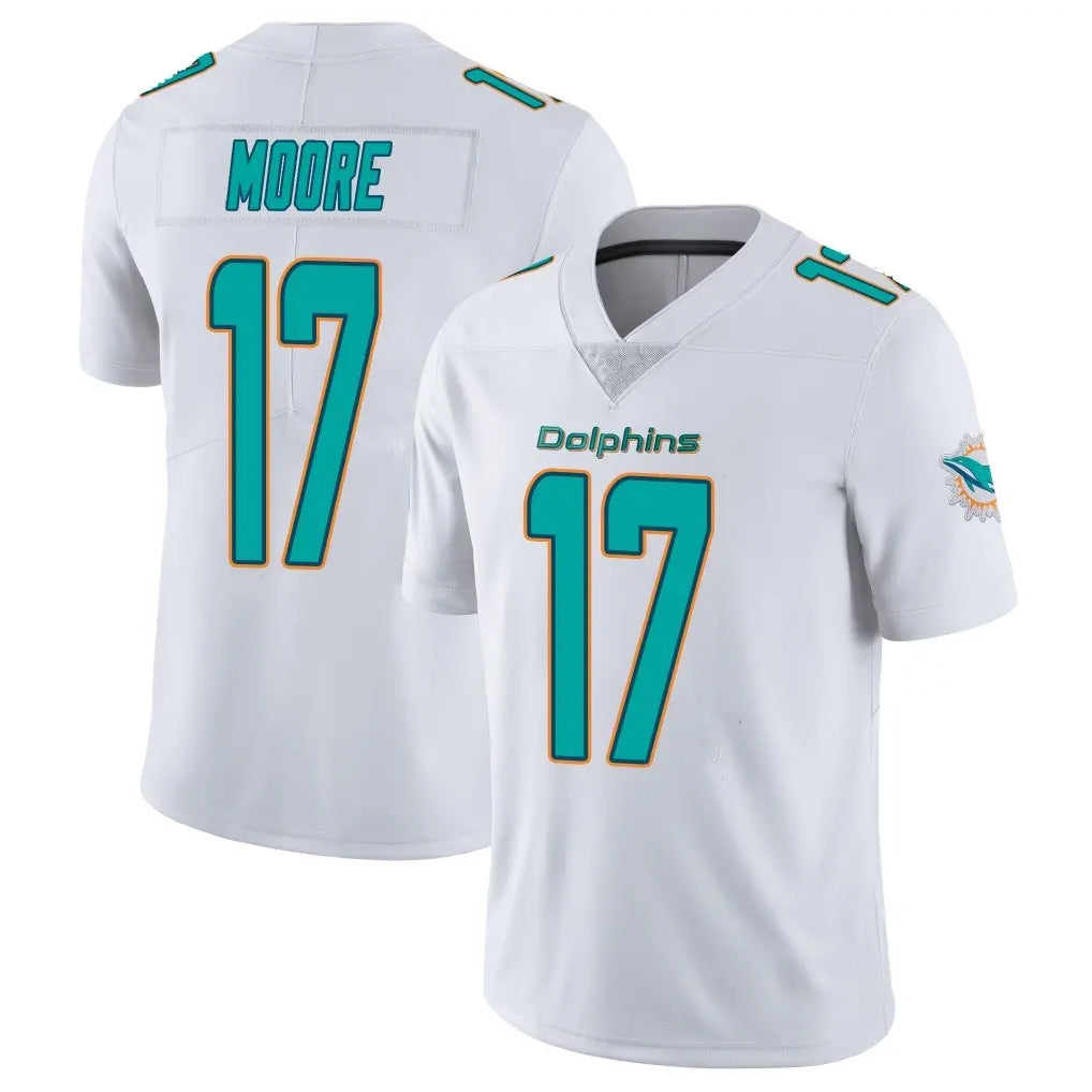 M.Dolphins #17 Trey Moore Player White Limited Vapor Untouchable Home Game Ldoa Stitched Jerseys