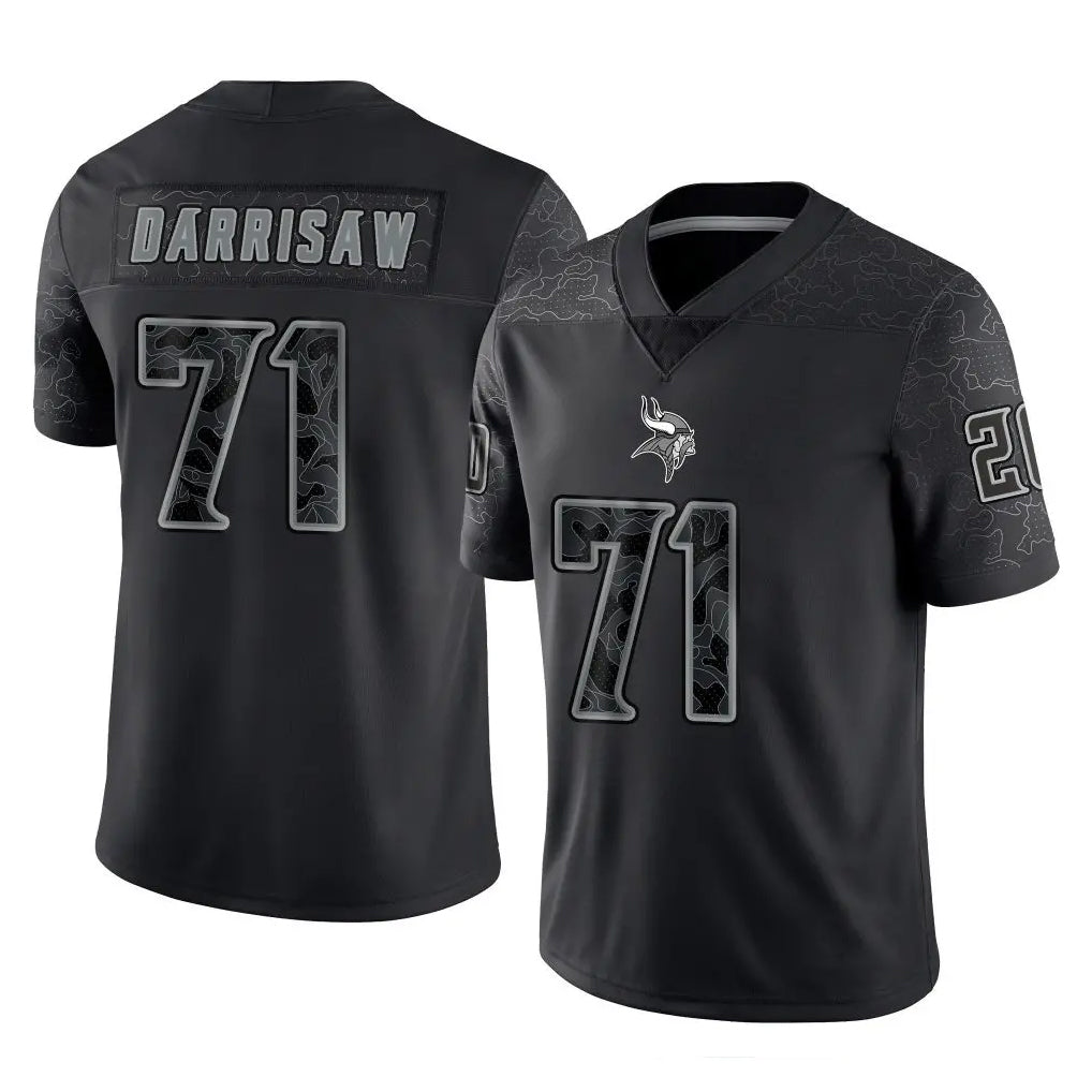 M.Vikings #71 Christian Darrisaw Player Black Reflective LImited Home Game Ldoa Stitched Jerseys