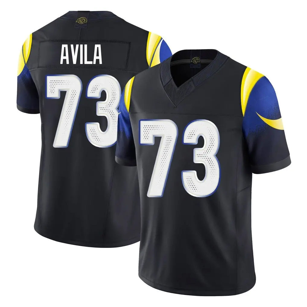 LA.Rams #73 Steve Avila Player Black Midnight Rivalries Collection Limited Home Game Ldoa Stitched Jerseys