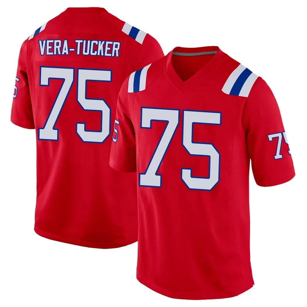 NE.Patriots #75 Alijah Vera-Tucker Player Red Home Game Ldoa Stitched Jerseys