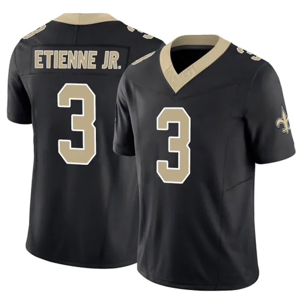 NO.Saints #3 Travis Etienne Jr. Player Black Limited Vapor F.U.S.E. Home Game Ldoa Stitched Jerseys