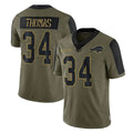 B.Bills #34 Thurman Thomas Player Olive Salute To Service Limited Ldoa Stitched Jerseys