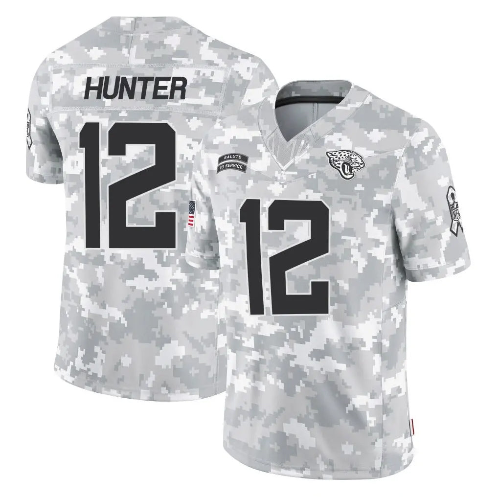 J.Jaguars #12 Travis Hunter Player Arctic Camo Salute To Service Limited Game Ldoa Stitched Jerseys