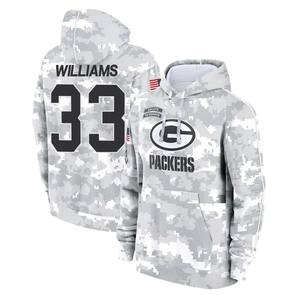 GB.Packers #33 Evan Williams Player Arctic Camo Salute to Service Hoodies Limited Game Ldoa Stitched Jerseys