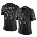 B.Ravens #79 Ronnie Stanley Player Black REFLECTIVE Limited Ldoa Stitched Jerseys