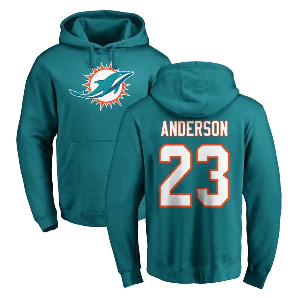 M.Dolphins #23 Zayne Anderson Player Aqua LOGO Pullover Hoodies Limited Ldoa Stitched Jerseys