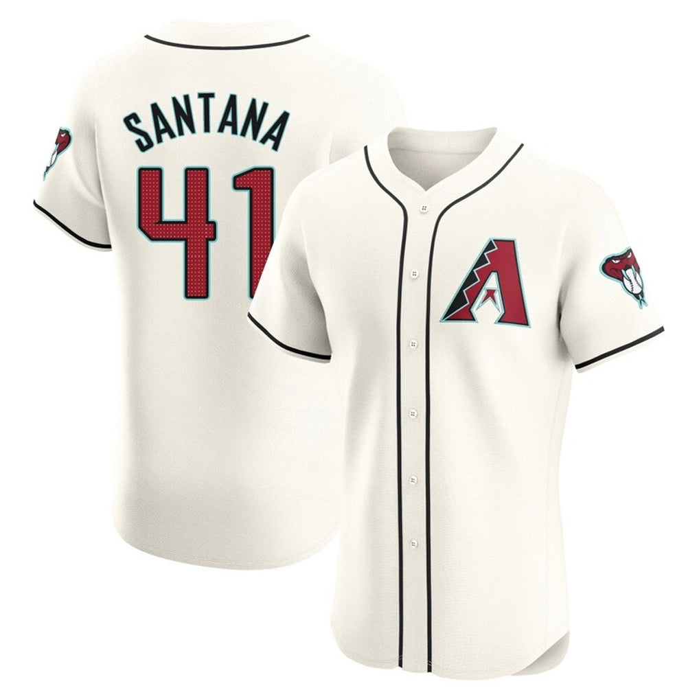 A.Diamondbacks #41 Carlos Santana Player Cream Limited Elite Home Game Ldoa Stitched Jerseys