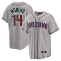 A.Diamondbacks #14 Gabriel Moreno Player Gray Road Home Game Ldoa Stitched Jerseys