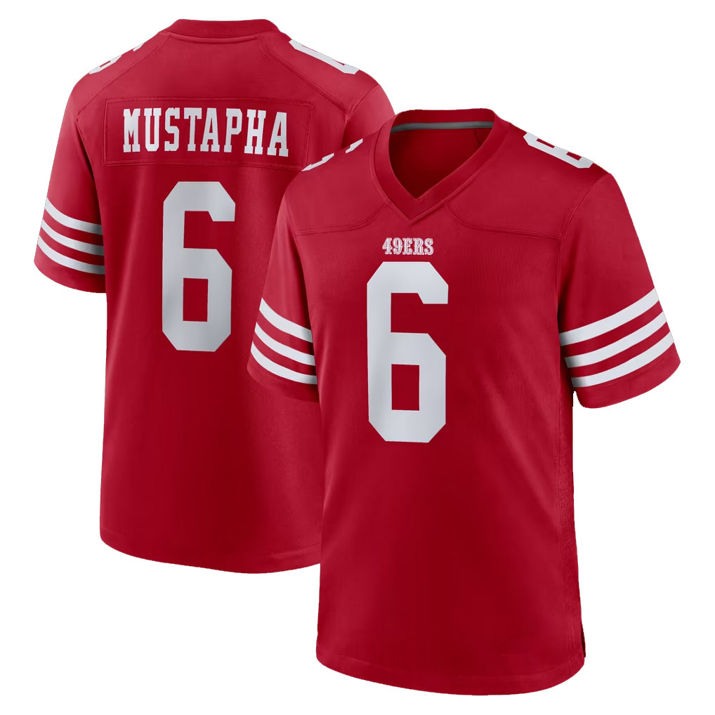 SF.49ers #6 Malik Mustapha Player Red Game Home Ldoa Stitched Jerseys