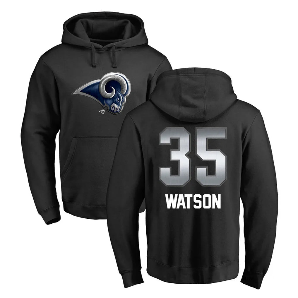 LA.Rams #35 Jaylen Watson Player Black Pullover Hoodie Limited Game Ldoa Stitched Jerseys