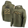 D.Broncos #22 Brandon Jones Player Olive Salute to Service Pullover Hoodies Home Game Ldoa Stitched Jerseys