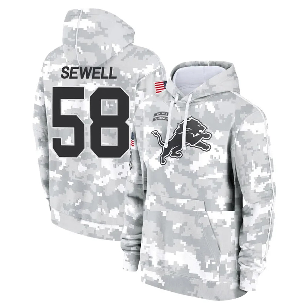D.Lions #58 Penei Sewell Player Arctic Camo Salute to Service Hoodies Limited Game Ldoa Stitched Jerseys