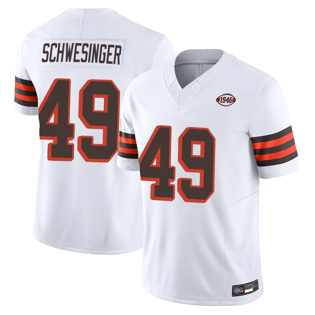 C.Browns #49 Carson Schwesinger Player White Limited Vapor F.U.S.E. Alternate Game Ldoa Stitched Jerseys