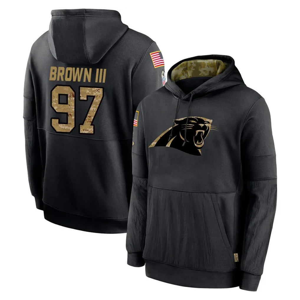 C.Panthers #97 Bobby Brown III Player Black Salute to Service Pullover Hoodies Limited Game Ldoa Stitched Jerseys