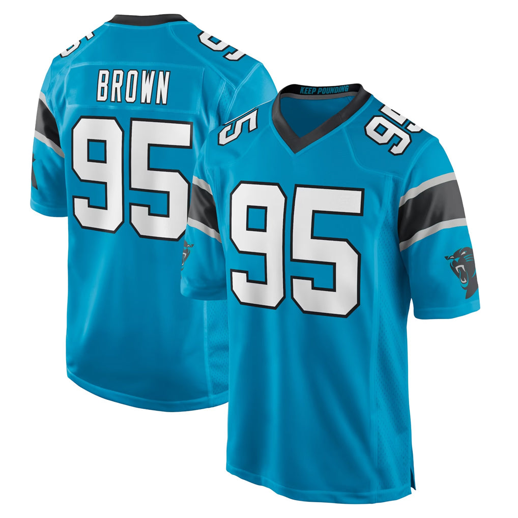 C.Panthers #95 Derrick Brown Player Blue Game Ldoa Stitched Jerseys