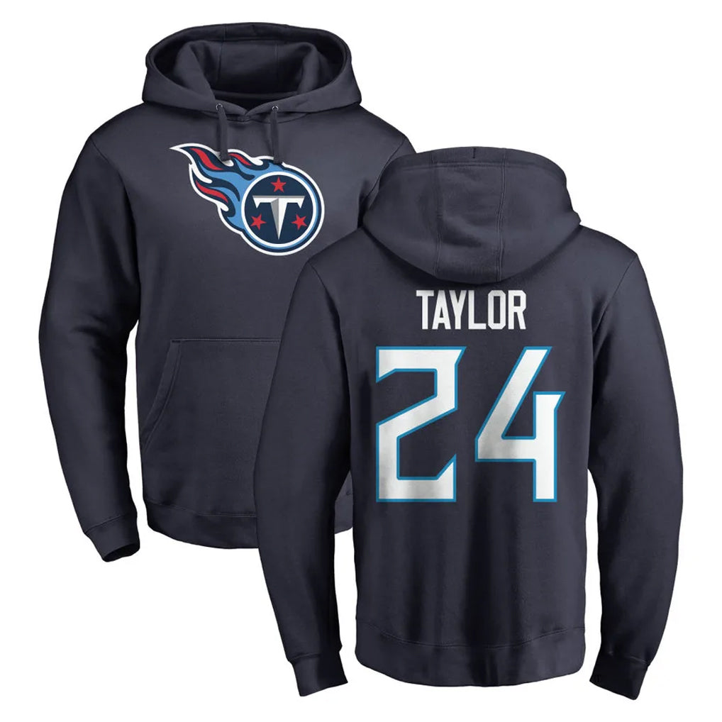 T.Titans #24 Alontae Taylor Player Navy Logo Pullover Hoodies Home Game Ldoa Stitched Jerseys