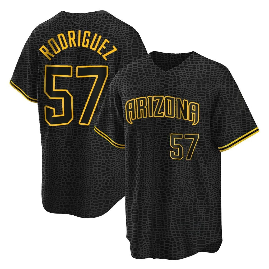 A.Diamondbacks #57 Eduardo Rodriguez Player Black Snake Skin City Home Game Ldoa Stitched Jerseys