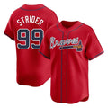 A.Braves #99 Spencer Strider Player Red Limited Home Game Ldoa Stitched Jerseys