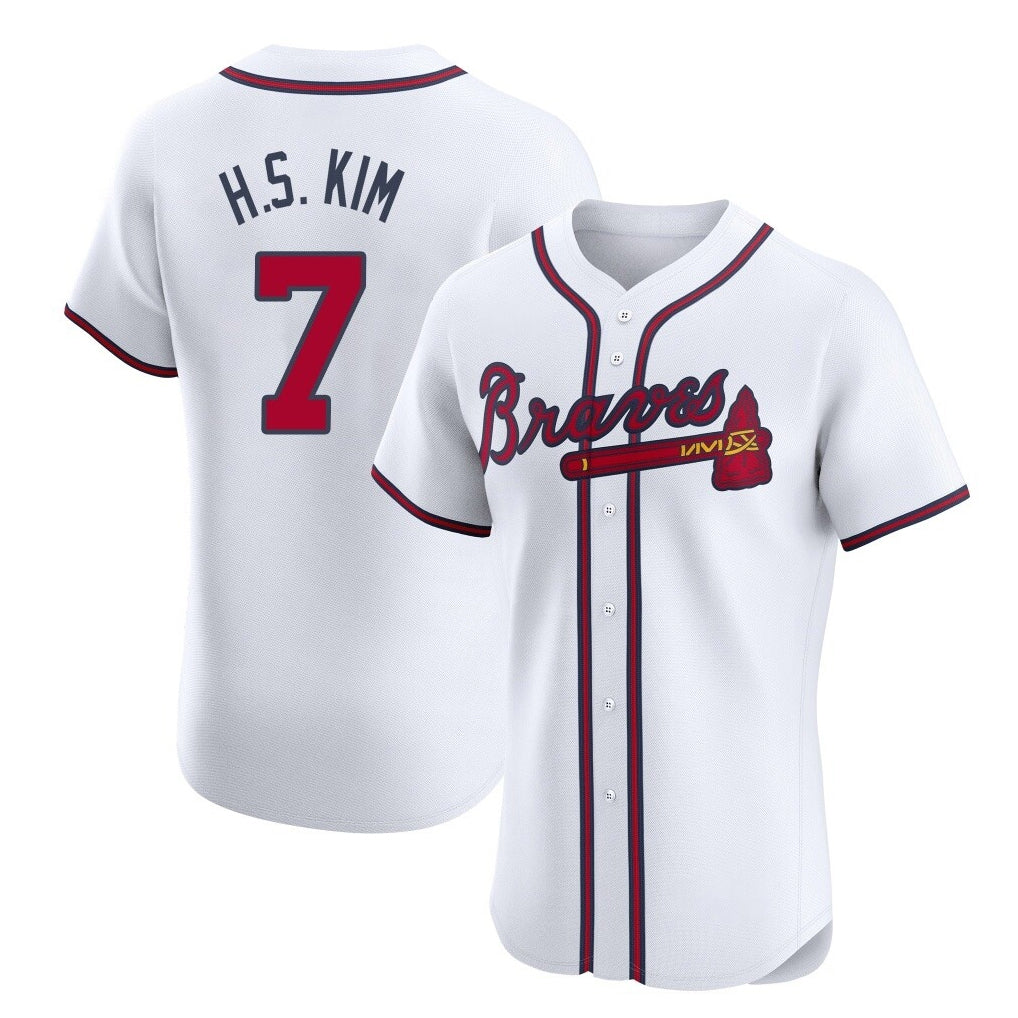 A.Braves #7 Ha-Seong Kim Player White Limited Elite Home Game Ldoa Stitched Jerseys