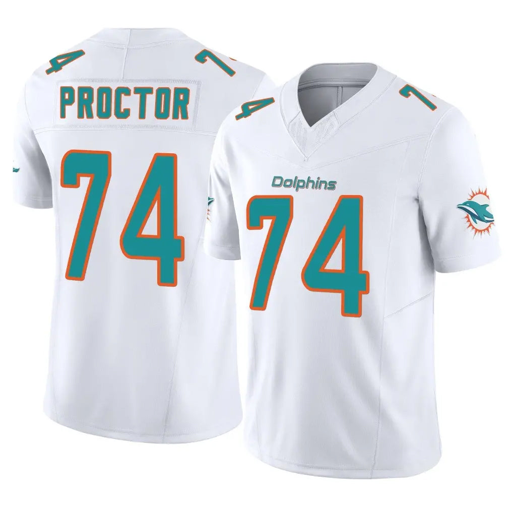 M.Dolphins #74 Kadyn Proctor Player White Limited Vapor F.U.S.E. Home Game Ldoa Stitched Jerseys