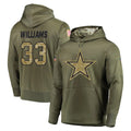 D.Cowboys #33 Javonte Williams Player Olive Salute to Service Pullover Hoodies Home Game Ldoa Stitched Jerseys