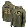 LA.Rams #48 Omar Speights Player Olive Salute to Service Pullover Hoodies Home Game Ldoa Stitched Jerseys