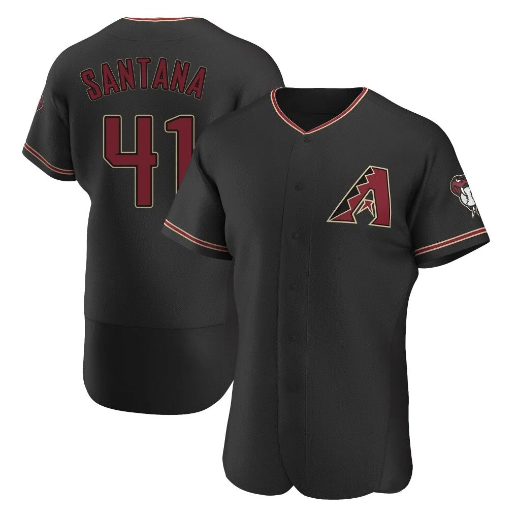 A.Diamondbacks #41 Carlos Santana Player Black Limited Elite Home Game Ldoa Stitched Jerseys