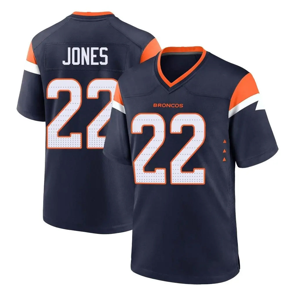 D.Broncos #22 Brandon Jones Player Navy Home Game Ldoa Stitched Jerseys