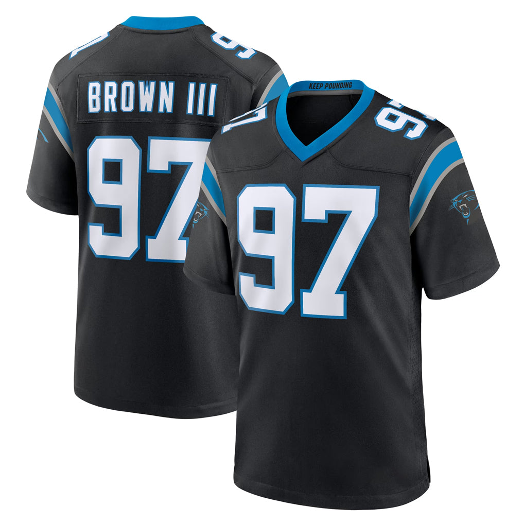 C.Panthers #97 Bobby Brown III Player Black Limited Home Game Ldoa Stitched Jerseys