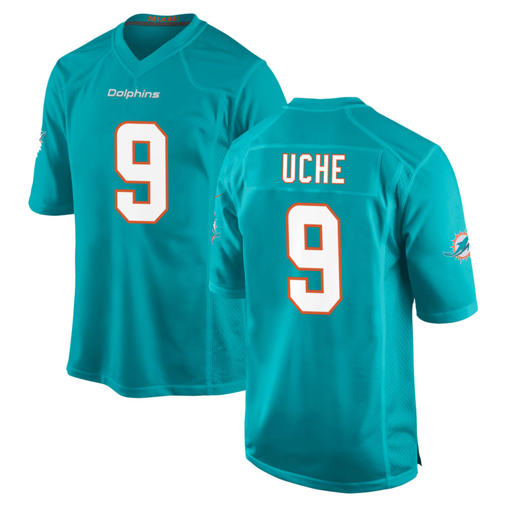 M.Dolphins #9 Joshua Uche Player Aqua Home Game Ldoa Stitched Jerseys