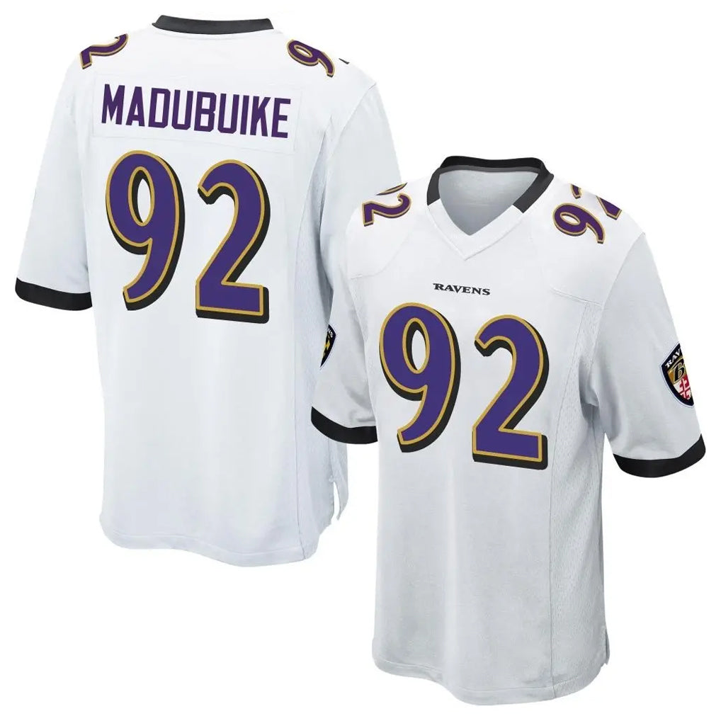 B.Ravens #92 Nnamdi Madubuike Player White Alternate Home Game Ldoa Stitched Jerseys