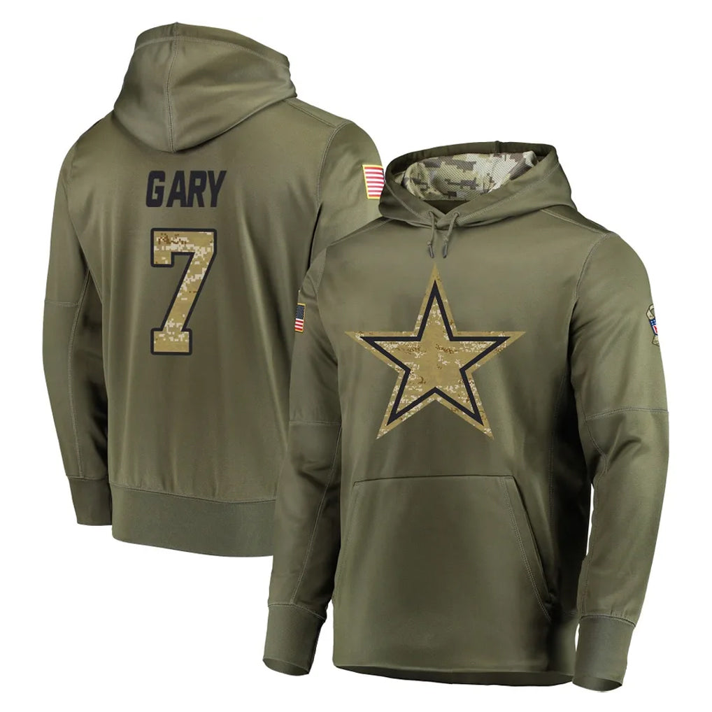 D.Cowboys #7 Rashan Gary Player Olive Salute to Service Pullover Hoodies Home Game Ldoa Stitched Jerseys