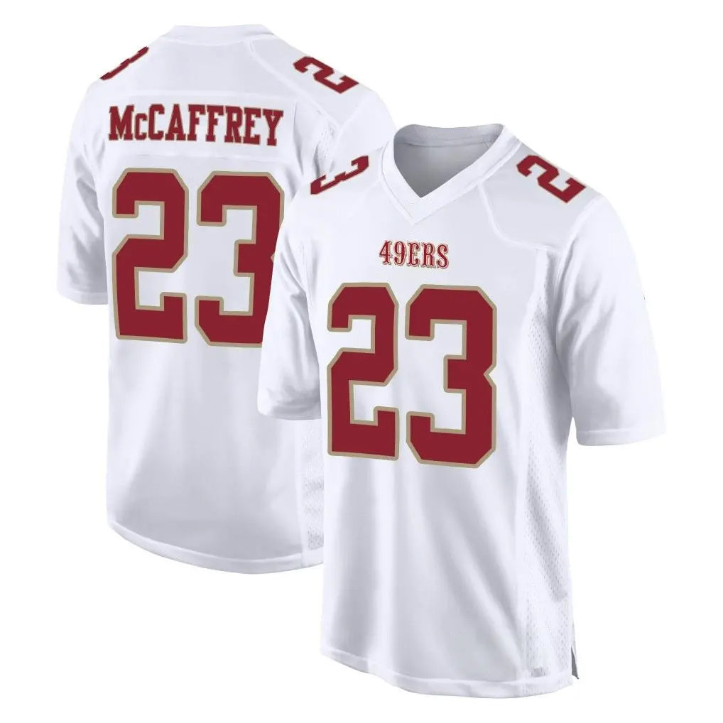 SF.49ers #23 Christian McCaffrey Player White Fashion Home Game Ldoa Stitched Jerseys