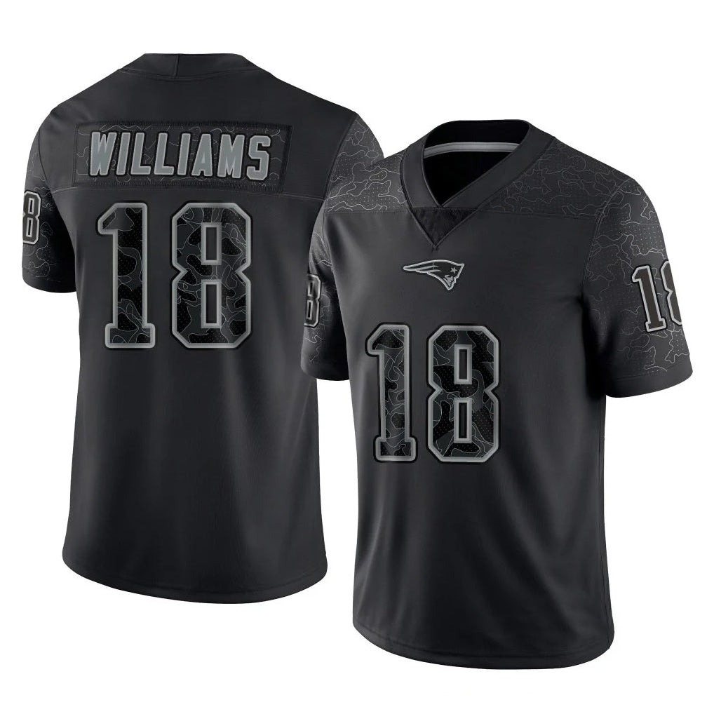 NE.Patriots #18 Kyle Williams Player Black Reflective LImited Home Game Ldoa Stitched Jerseys