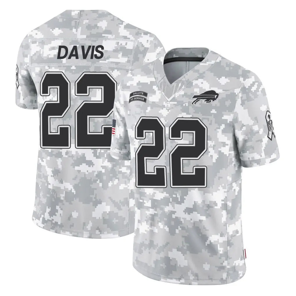 B.Bills #22 Ray Davis Player Arctic Camo Salute to Service Limited Ldoa Stitched Jerseys