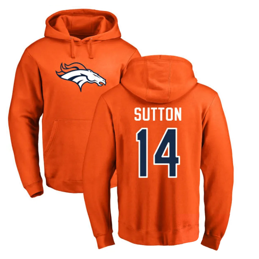 D.Broncos #14 Courtland Sutton Player Orange Pullover Hoodie Limited Ldoa Stitched Jerseys