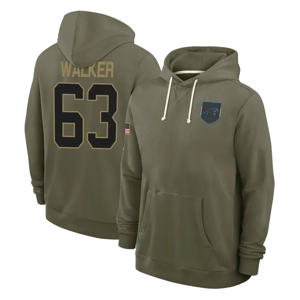 C.Panthers #63 Rasheed Walker Player Olive Salute to Service Hoodies Game Ldoa Stitched Jerseys