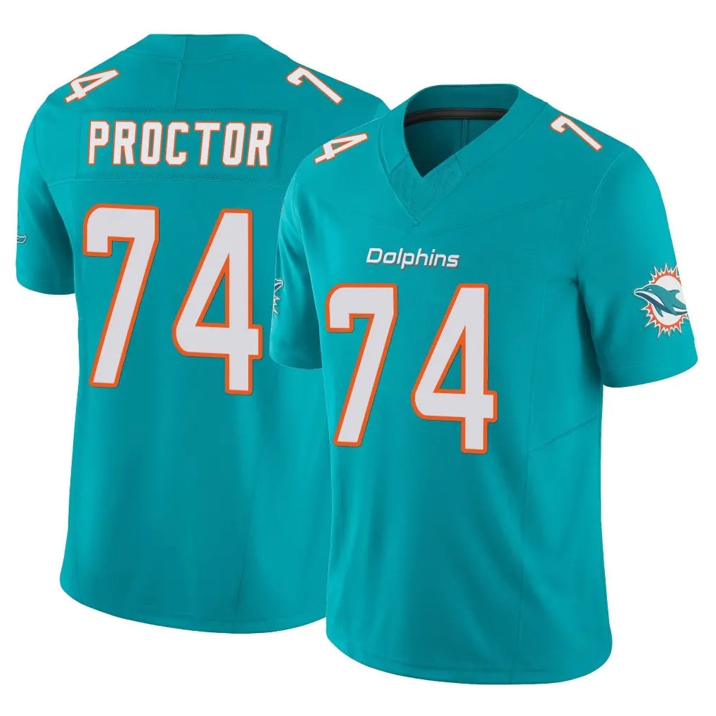 M.Dolphins #74 Kadyn Proctor Player Aqua Limited Vapor F.U.S.E. Home Game Ldoa Stitched Jerseys