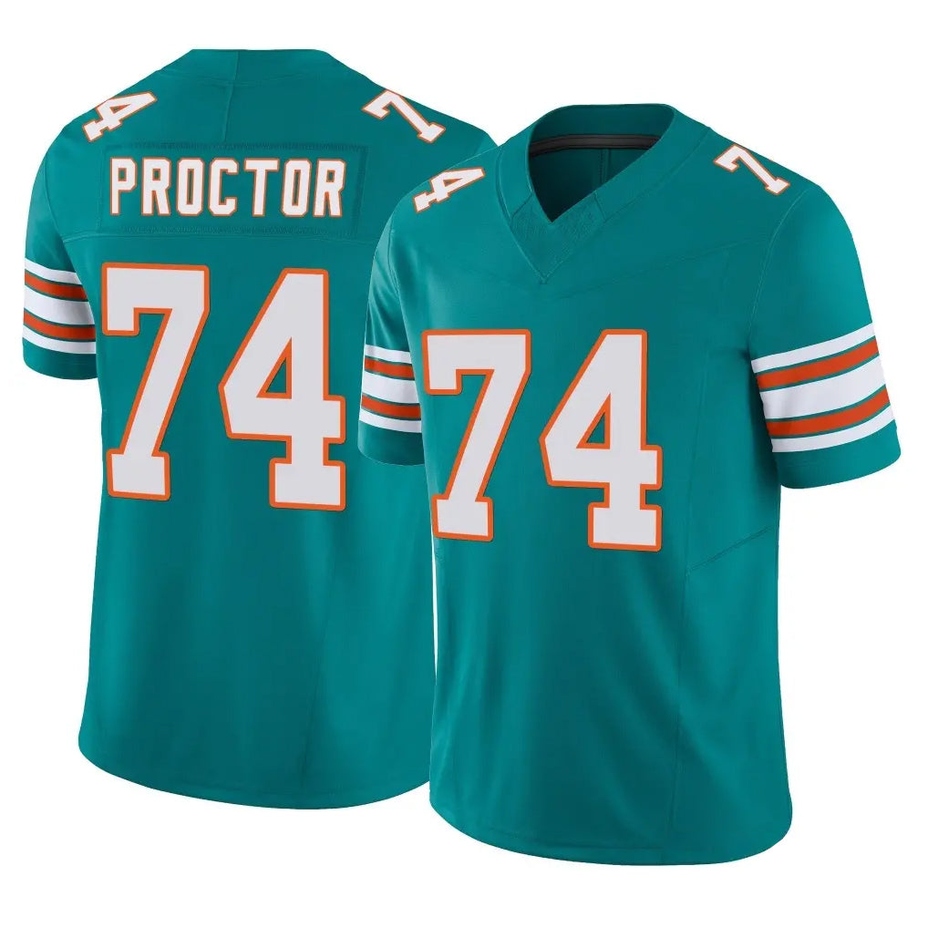 M.Dolphins #74 Kadyn Proctor Player Aqua Limited Alternate Vapor F.U.S.E. Home Game Ldoa Stitched Jerseys