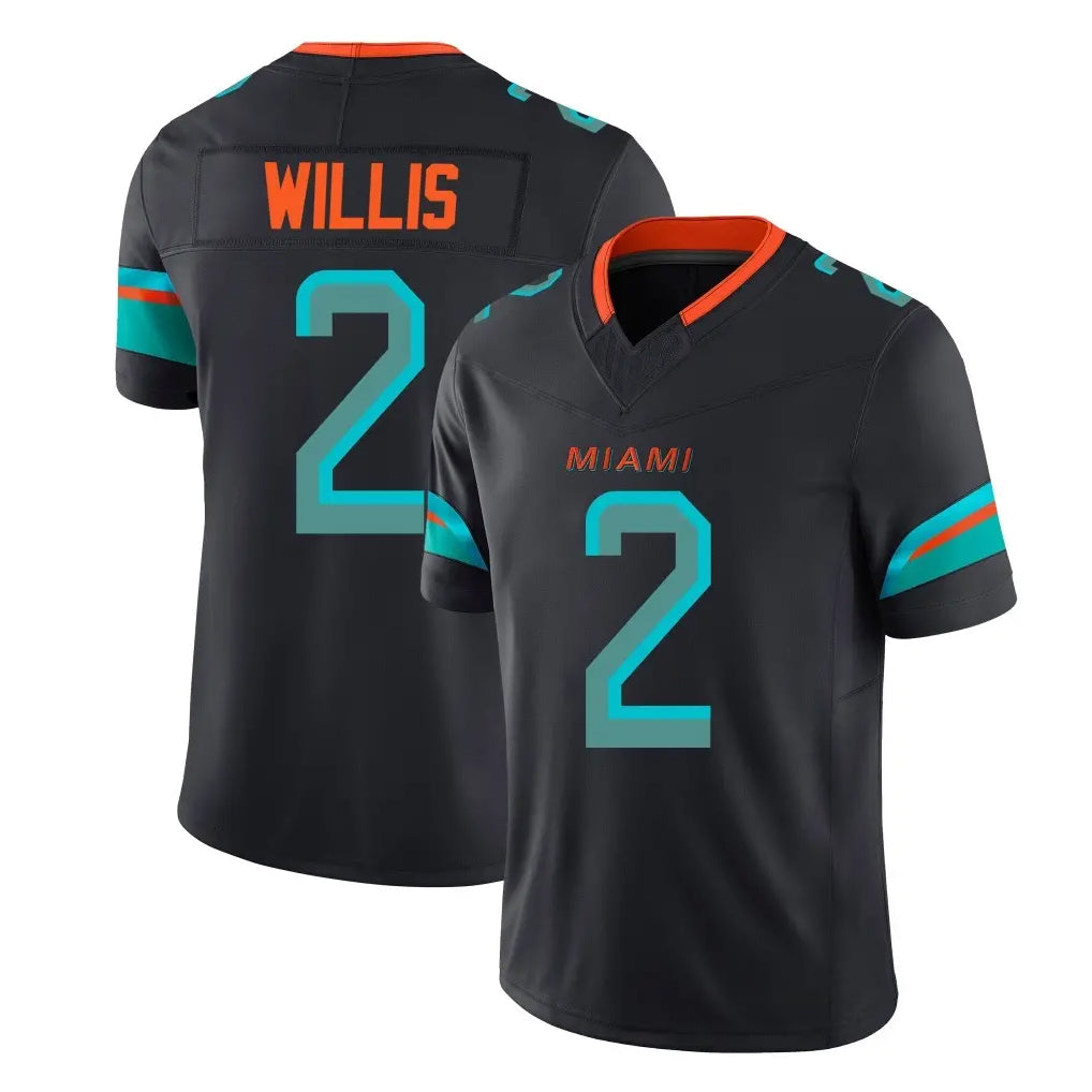 M.Dolphins #2 Malik Willis Player Black Limited Pitch Rivalries Collection Home Game Ldoa Stitched Jerseys