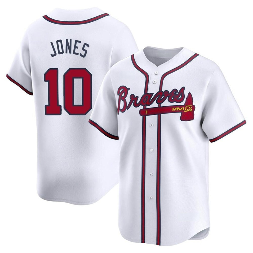 A.Braves #10 Chipper Jones Player White Limited Home Game Ldoa Stitched Jerseys