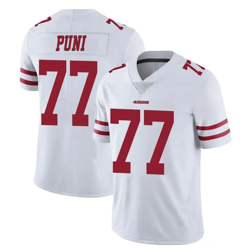 SF.49ers #77 Dominick Puni Player White Limited Vapor Untouchable Home Game Ldoa Stitched Jerseys