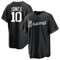 A.Braves #10 Chipper Jones Player Black Home Game Ldoa Stitched Jerseys