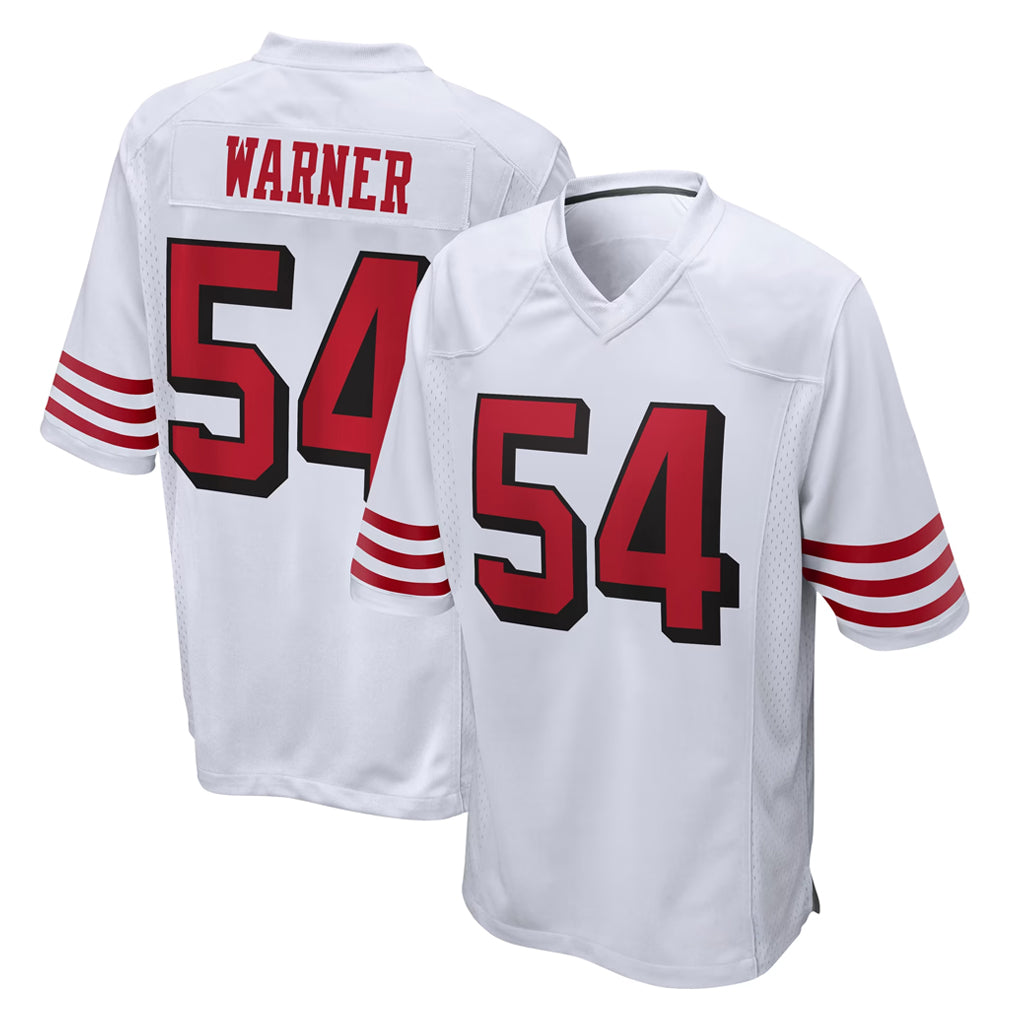 SF.49ers #54 Fred Warner Player White Limited Home Game Ldoa Stitched Jerseys