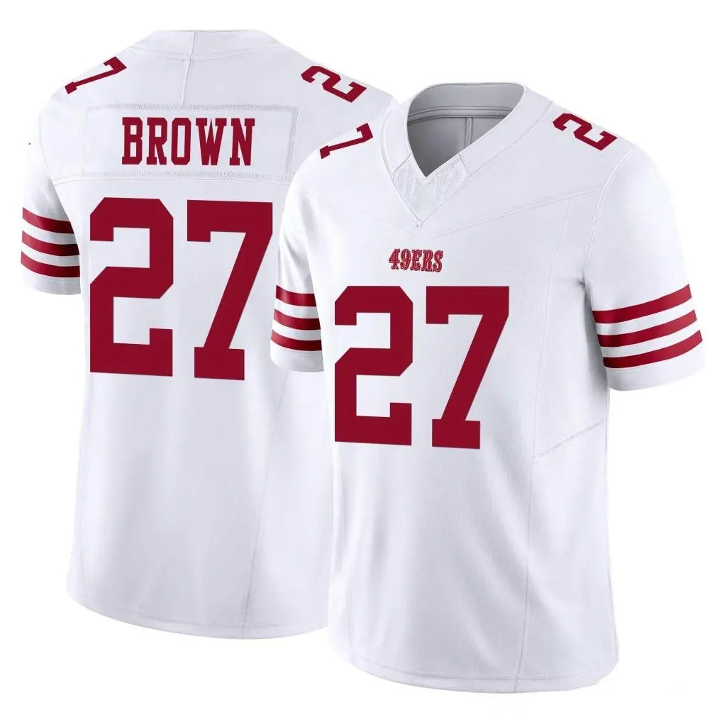 SF.49ers #27 Ji'Ayir Brown Player White Limited Vapor F.U.S.E. Home Game Ldoa Stitched Jerseys