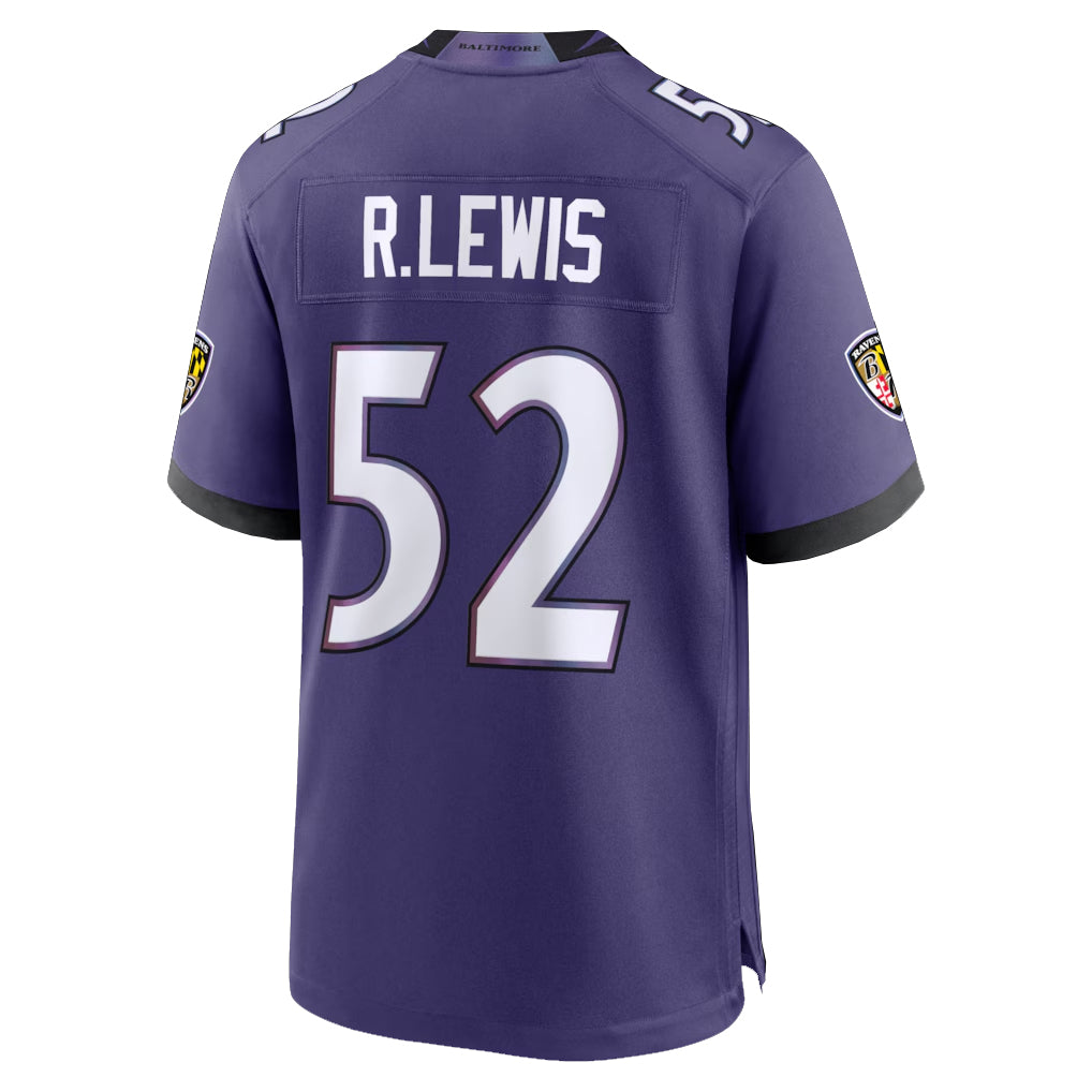 B.Ravens #52 Ray Lewis Player Purple Home Game Ldoa Stitched Jerseys