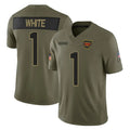 W.Commanders #1 Rachaad White Player Olive 2025 Salute To Service Limited Home Game Ldoa Stitched Jerseys