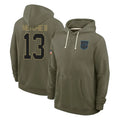 C.Panthers #13 John Metchie III Player Olive Salute to Service Hoodies Game Ldoa Stitched Jerseys