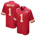 KC.Chiefs #1 Xavier Worthy Player Red Home Game Ldoa Stitched Jerseys